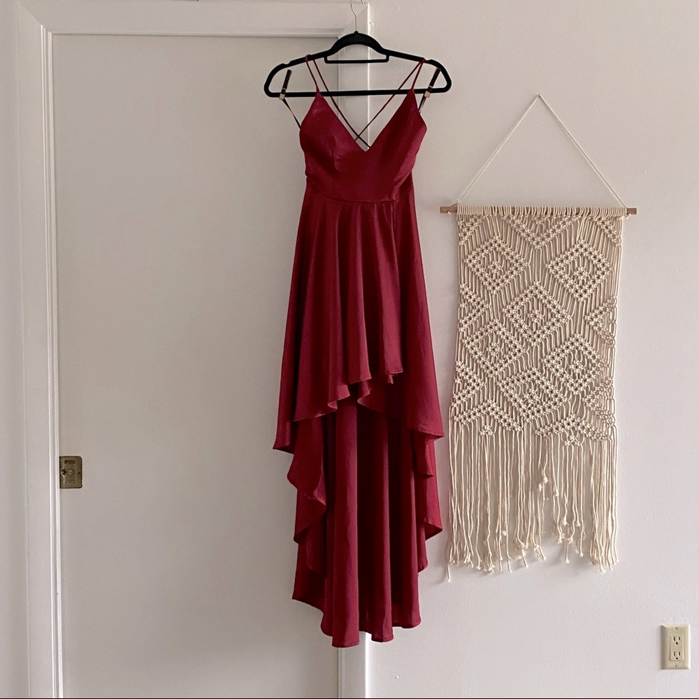 Shein tie cross back high low dress size small